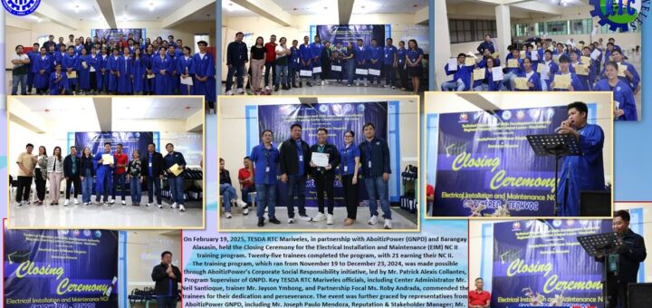 TESDA RTC Mariveles, AboitizPower, and Barangay Alasasin Celebrate Successful Completion of EIM Training Program
